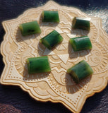 Rounded Domed Rectangle Green Nephrite Jade Cabochon A Grade