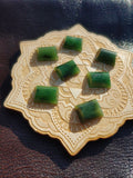Rounded Domed Rectangle Green Nephrite Jade Cabochon A Grade