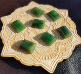 Rounded Domed Rectangle Green Nephrite Jade Cabochon A Grade