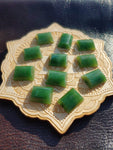 Rounded Domed Rectangle Bright Green Nephrite Jade Cabochon AA Grade