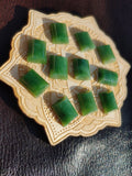 Rounded Domed Rectangle Bright Green Nephrite Jade Cabochon AA Grade