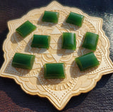 Rounded Domed Rectangle Gem Green Nephrite Jade Cabochon AAA Grade