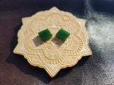 Bright Green Nephrite Jade Tile Flat Cabochon Pair #1 AAA Grade 14x12mm