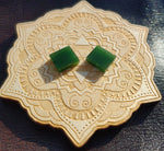 Bright Green Nephrite Jade Tile Flat Cabochon Pair #1 AAA Grade 14x12mm