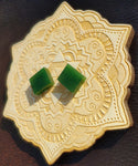 Bright Green Nephrite Jade Tile Flat Cabochon Pair #1 AAA Grade 14x12mm