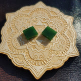 Bright Green Nephrite Jade Tile Flat Cabochon Pair #1 AAA Grade 14x12mm