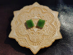 Bright Green Nephrite Jade Tile Flat Cabochon Pair #1 AAA Grade 14x12mm