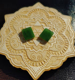 Bright Green Nephrite Jade Tile Flat Cabochon Pair #3 AAA Grade 14x12mm