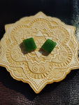 Bright Green Nephrite Jade Tile Flat Cabochon Pair #3 AAA Grade 14x12mm