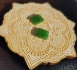 Bright Green Nephrite Jade Tile Flat Cabochon Pair #3 AAA Grade 14x12mm