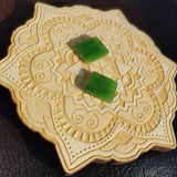 Bright Green Nephrite Jade Tile Flat Cabochon Pair #3 AAA Grade 14x12mm