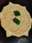 Bright Green Nephrite Jade Tile Flat Cabochon Pair #2 AAA Grade 14x12mm