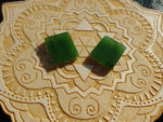 Bright Green Nephrite Jade Tile Flat Cabochon Pair #3 AAA Grade 14x12mm