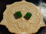 Bright Green Nephrite Jade Tile Flat Cabochon Pair #2 AAA Grade 14x12mm