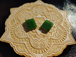Bright Green Nephrite Jade Tile Flat Cabochon Pair #3 AAA Grade 14x12mm