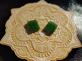 Bright Green Nephrite Jade Tile Flat Cabochon Pair #3 AAA Grade 14x12mm