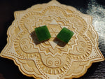 Bright Green Nephrite Jade Tile Flat Cabochon Pair #3 AAA Grade 14x12mm