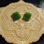 Bright Green Nephrite Jade Tile Flat Cabochon Pair #3 AAA Grade 14x12mm