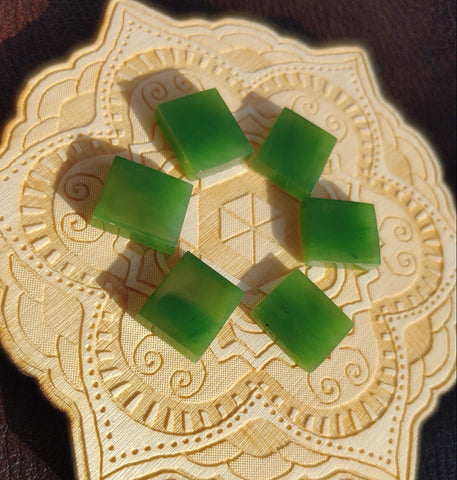 Bright Green Nephrite Jade Tile Flat Cabochon 14x12mm AAA