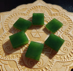 Bright Green Nephrite Jade Tile Flat Cabochon 14x12mm AAA