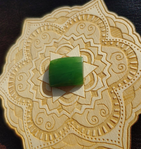 Bright Green Rounded Rectangle Nephrite Jade Cabochon 20x16mm AAA - Imperfect