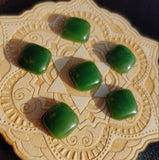 Rounded Square Deep Green Nephrite Jade Cabochon 14x14mm AAA Grade