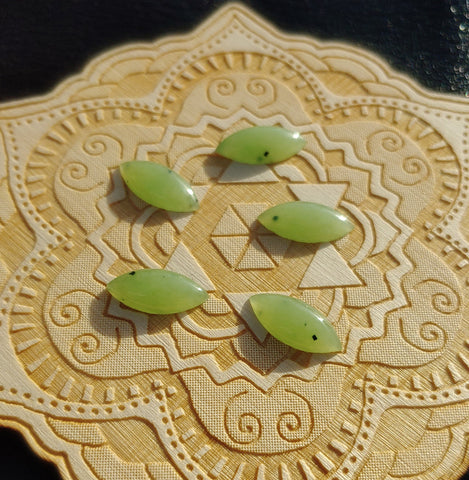 Light Apple Green Nephrite Jade Marquis Cabochon 15x7mm A Grade