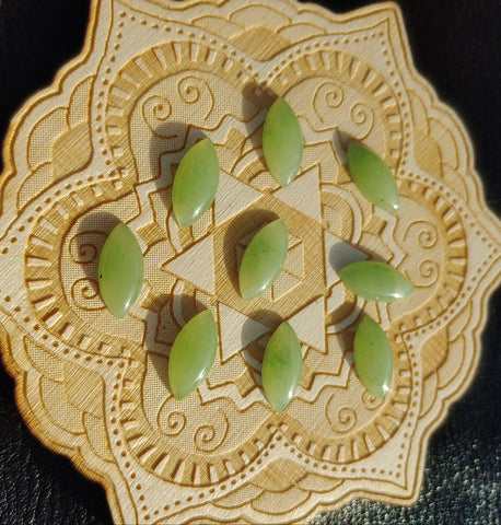 Light Apple Green Nephrite Jade Marquis Cabochon 15x7mm AAA Grade