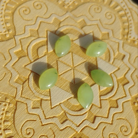 Light Apple Green Nephrite Jade Marquis Cabochon 10x6mm A Grade
