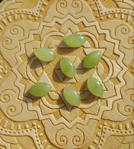 Light Apple Green Nephrite Jade Marquis Cabochon 10x6mm AA Grade