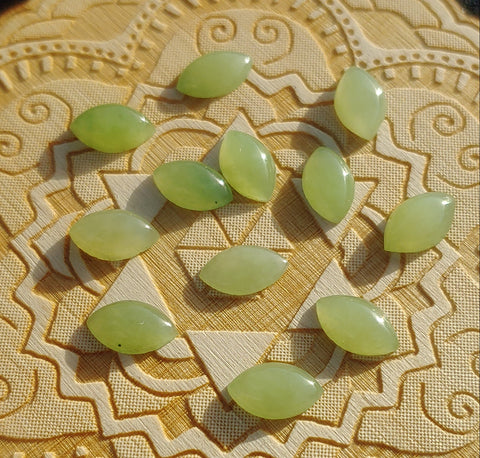 Light Apple Green Nephrite Jade Marquis Cabochon 10x6mm AAA Grade
