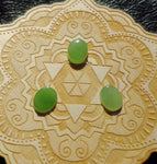 Light Apple Green Nephrite Jade Flat Oval Cabochon 12x9mm AAA Grade