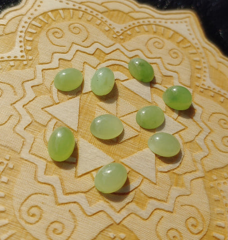 Light Apple Green Nephrite Jade Oval Cabochon 8x6mm AAA Grade