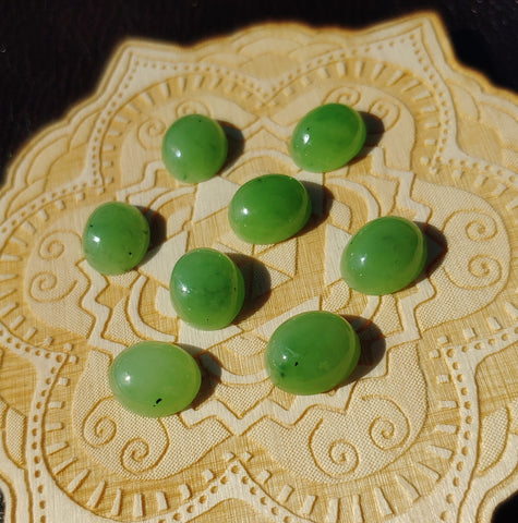 Light Apple Green Nephrite Jade Oval Cabochon 10x12mm AA Grade