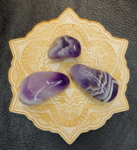 Banded Chevron Amethyst Tumbled Polished Stone