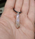 Aura Rose Quartz Crystal Pendant Necklace with Aquamarine Star with Quartz Accents in Sterling Silver