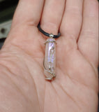 Aura Rose Quartz Crystal Pendant Necklace with Aquamarine Star with Quartz Accents in Sterling Silver