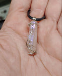 Aura Rose Quartz Crystal Pendant Necklace with Aquamarine Star with Quartz Accents in Sterling Silver