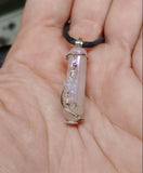 Aura Rose Quartz Crystal Pendant Necklace with Aquamarine Star with Quartz Accents in Sterling Silver