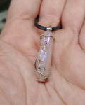 Aura Rose Quartz Crystal Pendant Necklace with Aquamarine Star with Quartz Accents in Sterling Silver