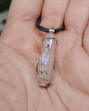 Aura Rose Quartz Crystal Pendant Necklace with Aquamarine Star with Quartz Accents in Sterling Silver