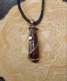 Rocky Butter Jasper Point Pendant Necklace with Hematite in Sterling Silver