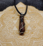 Rocky Butter Jasper Point Pendant Necklace with Hematite in Sterling Silver