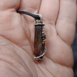 Rocky Butter Jasper Point Pendant Necklace with Hematite in Sterling Silver