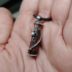 Rocky Butter Jasper Point Pendant Necklace with Hematite in Sterling Silver