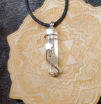Quartz Crystal Pendant Necklace with Hematite and Rose Quartz in Sterling Silver and 14kt Yellow Gold Fill