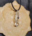 Quartz Crystal Pendant Necklace with Hematite and Rose Quartz in Sterling Silver and 14kt Yellow Gold Fill