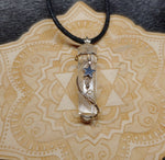 Quartz Crystal Pendant Necklace with Hematite and Rose Quartz in Sterling Silver and 14kt Yellow Gold Fill
