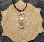 Quartz Crystal Pendant Necklace with Hematite and Rose Quartz in Sterling Silver and 14kt Yellow Gold Fill