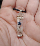 Quartz Crystal Pendant Necklace with Hematite and Rose Quartz in Sterling Silver and 14kt Yellow Gold Fill